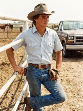 Vintage Shepler’s Western Work Shirt in Light Blue Half Sleeve Men’s Sz 15 1/2